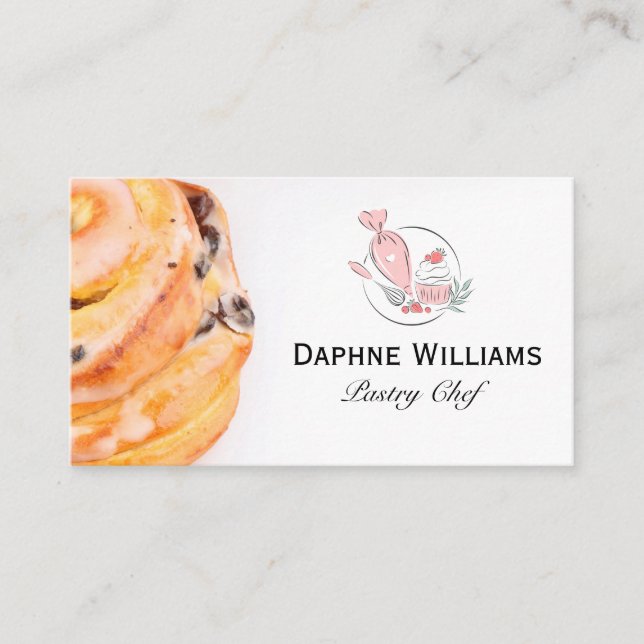 Tarjeta De Visita Cinnamon Roll | Pastry Bag | Chef (Anverso)