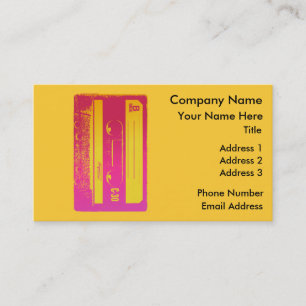 Tarjeta De Visita Cinta de cassette rosa y amarillo retro