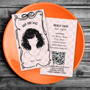 Tarjeta De Visita Cinta de dibujo caprichoso de peluquería retro lin