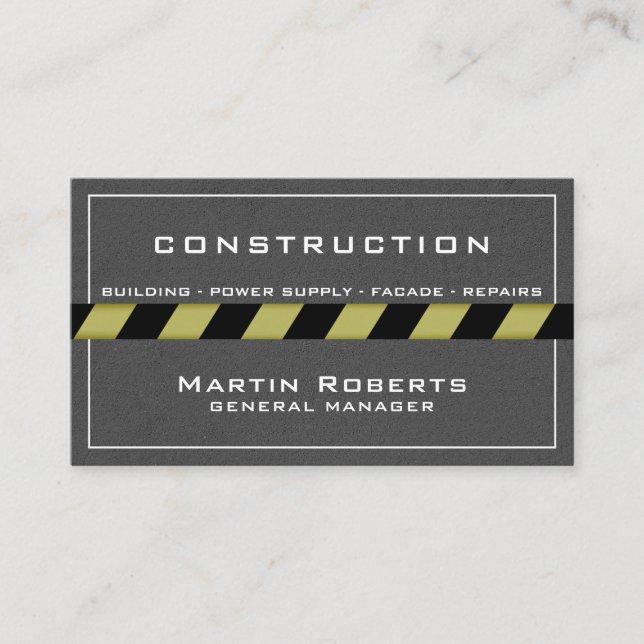 Tarjeta De Visita Cinta de hormigón y zona de construcción  (Anverso)