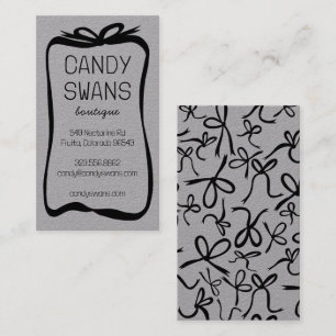Tarjeta De Visita Cinta negra dobla Personalizado dulce gris de lujo