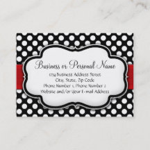 Cinta roja de punto de polka negro/blanco