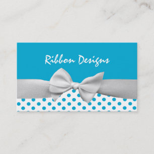 Tarjeta De Visita Cinta y lunares azules y blancos