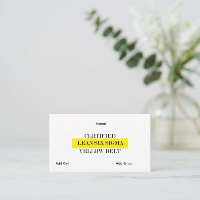 Tarjeta De Visita Cinturón Amarillo de Lean Six Sigma Personalizable (Anverso de pie)