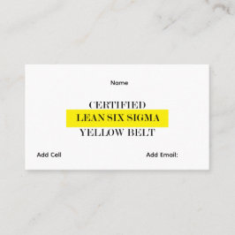 Tarjeta De Visita Cinturón Amarillo de Lean Six Sigma Personalizable