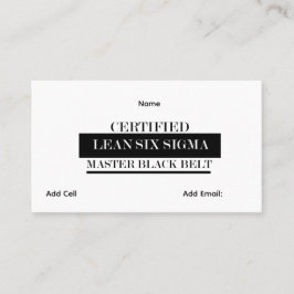 Tarjeta De Visita Cinturón Negro Maestro de Lean Six Sigma Personali
