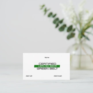 Tarjeta De Visita Cinturón Verde de Lean Six Sigma Personalizable
