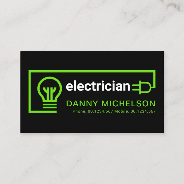 Tarjeta De Visita Circuito de cableado eléctrico verde simple (Anverso)