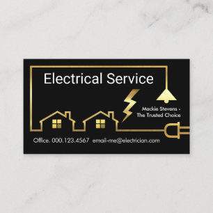 Tarjeta De Visita Circuito Eléctrico de Energía Doméstica de Oro