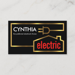 Tarjeta De Visita Circuito Eléctrico de Hogar de Oro