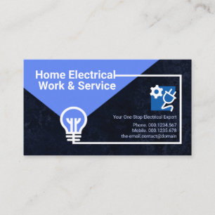 Tarjeta De Visita Circuito eléctrico Electricista de color azul osc