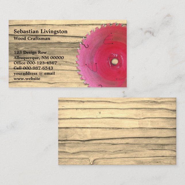 Tarjeta De Visita Circular Rústica vio la ocupación de la madera (Anverso / Reverso)
