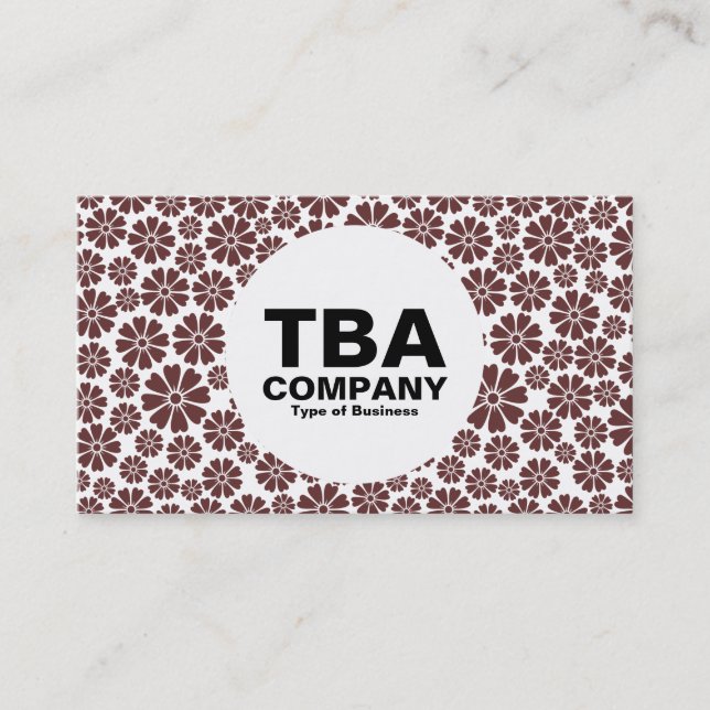 Tarjeta De Visita Círculo - 8 Petales - Marrón oscuro en blanco (Anverso)