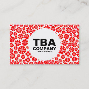 Tarjeta De Visita Círculo - 8 Petales - Rojo sobre blanco