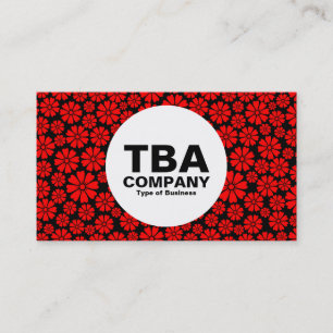 Tarjeta De Visita Círculo - 8 Pétalos - Rojo sobre Negro