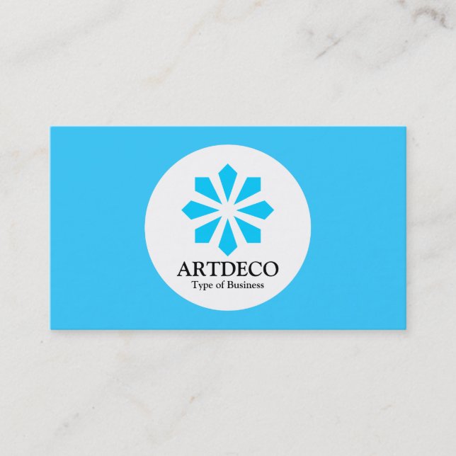 Tarjeta De Visita Círculo - Art Deco - Azul cielo (Anverso)