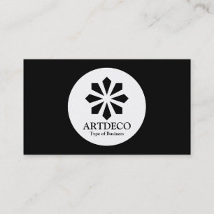 Tarjeta De Visita Círculo - Art Deco - Negro