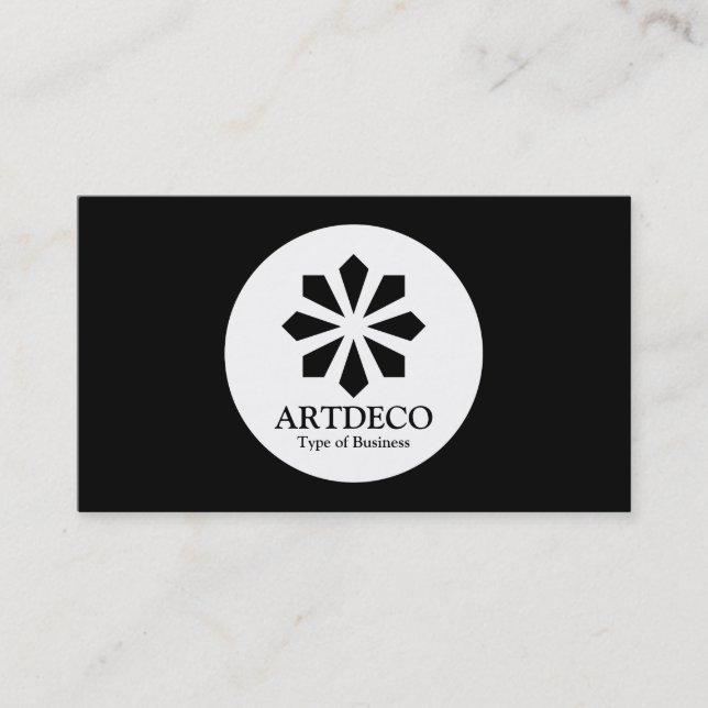Tarjeta De Visita Círculo - Art Deco - Negro (Anverso)