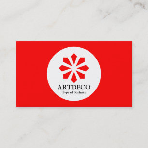 Tarjeta De Visita Círculo - Art Deco - Rojo
