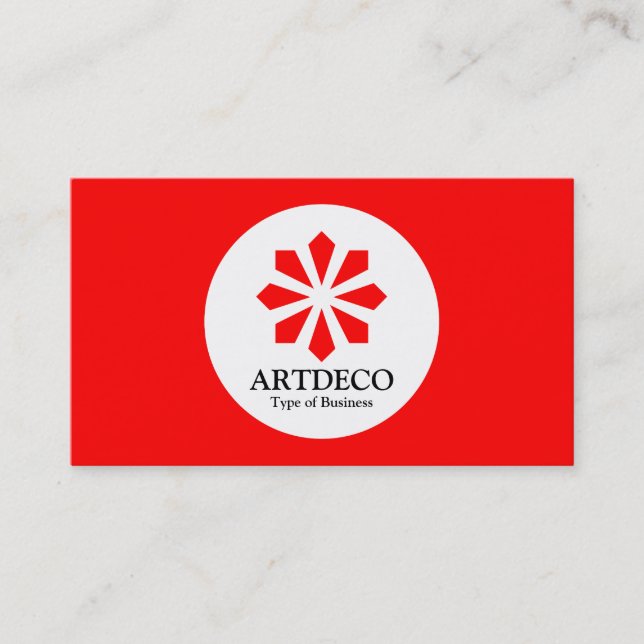 Tarjeta De Visita Círculo - Art Deco - Rojo (Anverso)