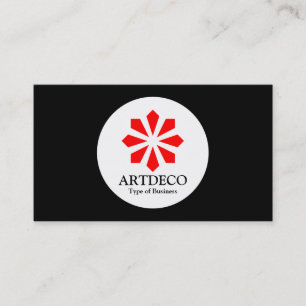 Tarjeta De Visita Círculo - Art Deco - Rojo y Negro