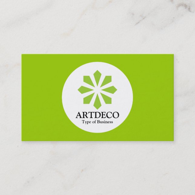Tarjeta De Visita Círculo - Art Deco - Verde marciano (Anverso)