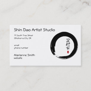 Tarjeta De Visita Círculo de Enso y caligrafía del artista