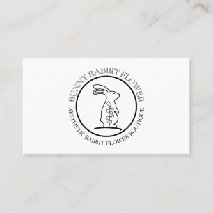 Tarjeta De Visita Círculo de flores de animal blanco Conejo Conejo
