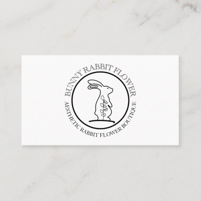 Tarjeta De Visita Círculo de flores de animal blanco Conejo Conejo (Anverso)