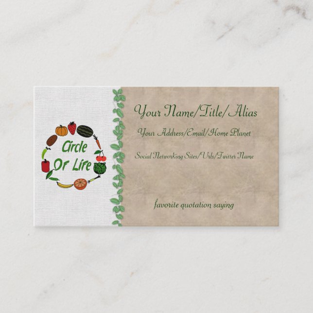 Tarjeta De Visita Círculo de la vida (Anverso)