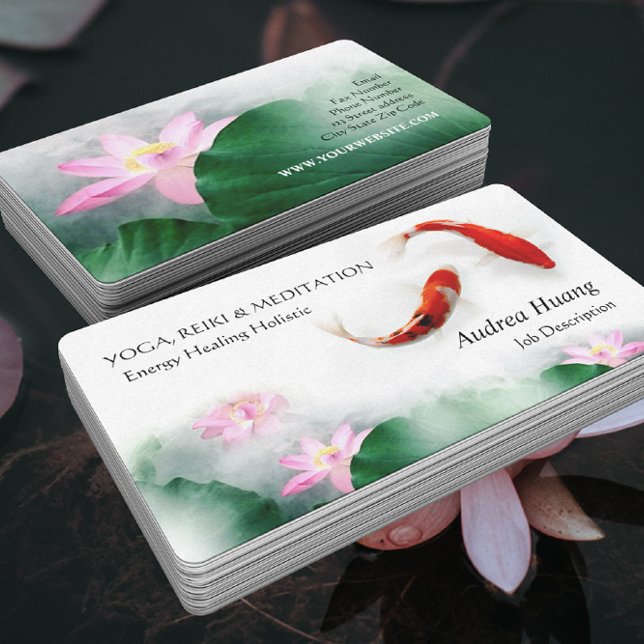 Tarjeta De Visita Círculo de la vida Oriental Zen Feng Shui Koi & Lo (Subido por el creador)