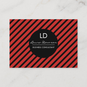 Tarjeta De Visita Círculo de monograma rojo brillante y bandas