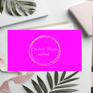 Tarjeta De Visita Círculo de neón dorado rosa elegante moderno