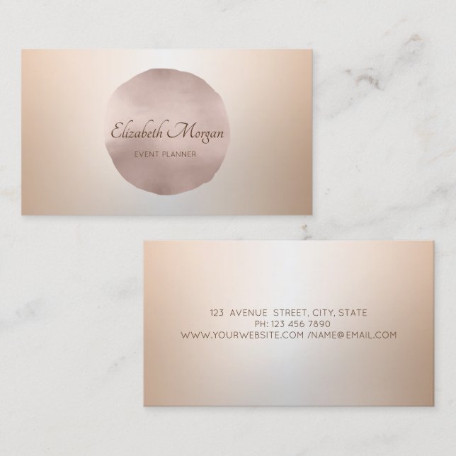 Tarjeta De Visita Círculo de oro rosa profesional elegante (Anverso / Reverso)