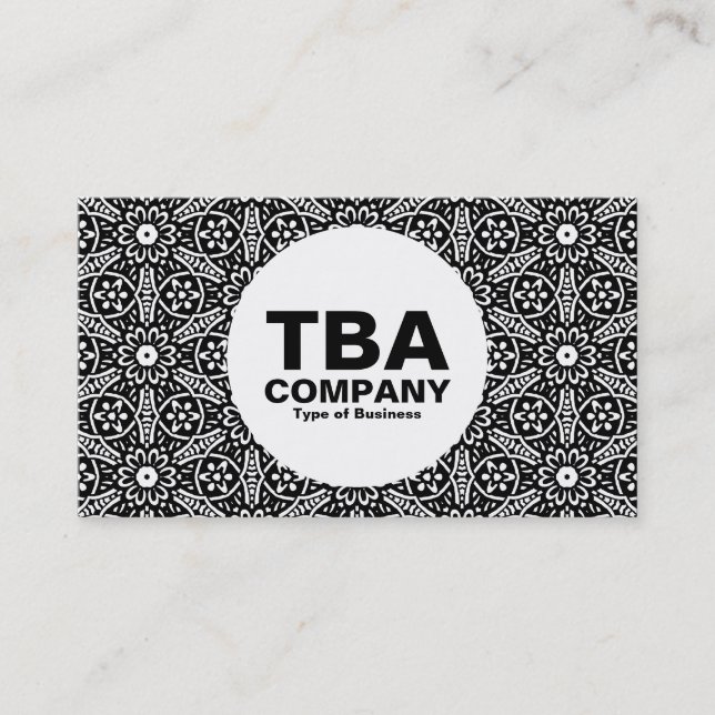 Tarjeta De Visita Círculo - Flores geométricas (Anverso)
