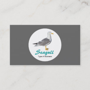Tarjeta De Visita Círculo - Gaviota de piernas amarillas - Gris