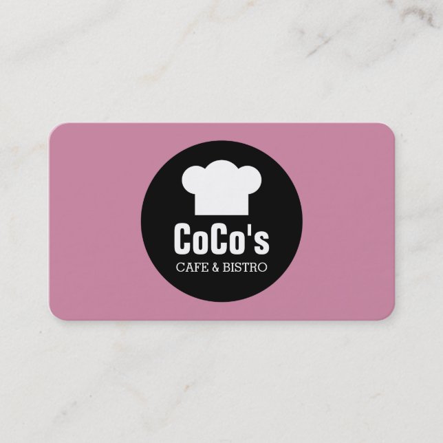Tarjeta De Visita Círculo Gorra del chef - Rosa de Cashmere (Anverso)
