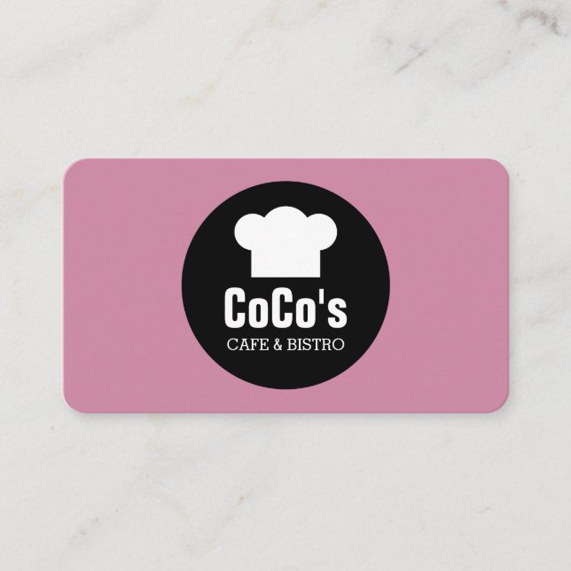 Tarjeta De Visita Círculo Gorra del chef - Rosa de Cashmere (Anverso)