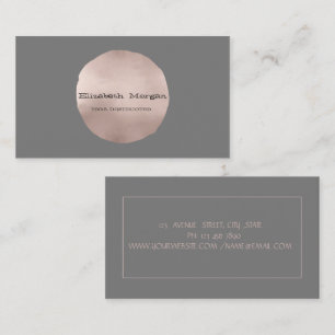 Tarjeta De Visita Círculo gris simple y elegante de oro rosa