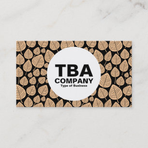 Tarjeta De Visita Círculo - hojas - arena en negro