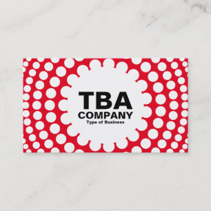 Tarjeta De Visita Círculo - Manchas concéntricas - Blanco sobre rojo