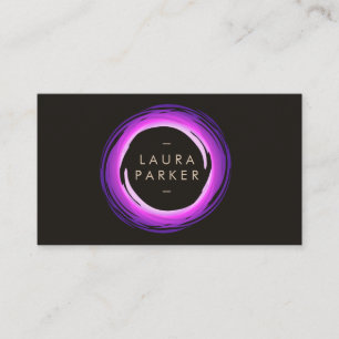 Tarjeta De Visita Círculo moderno acuarela Purple Gray Profesional