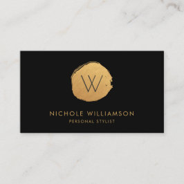 Tarjeta De Visita Círculo moderno Relieve metalizado de burlas negra