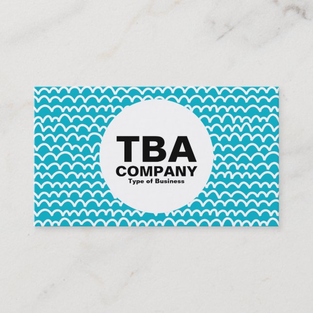 Tarjeta De Visita Círculo - Onda - Blanco en Aqua Blue 00b2ca (Anverso)