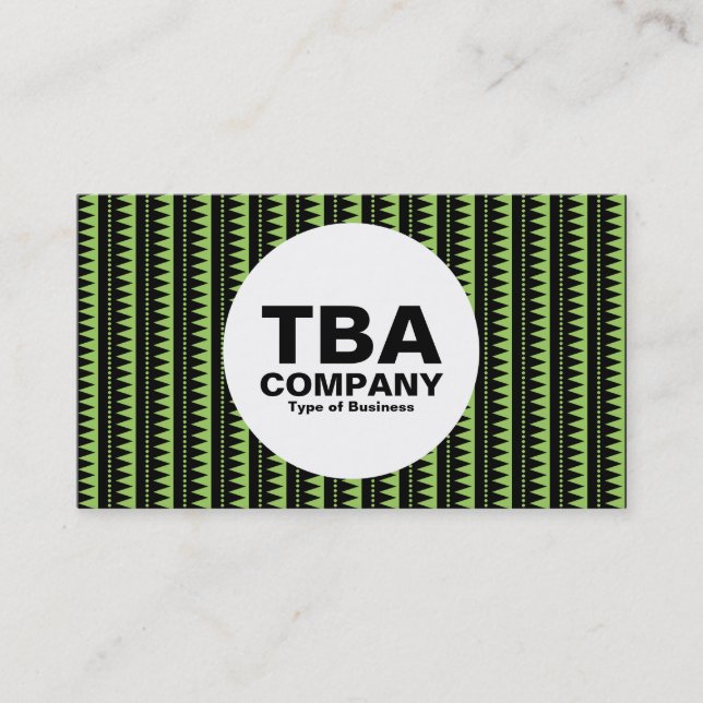 Tarjeta De Visita Círculo - Patrón azteca - Negro en verde: #9ccd5f (Anverso)