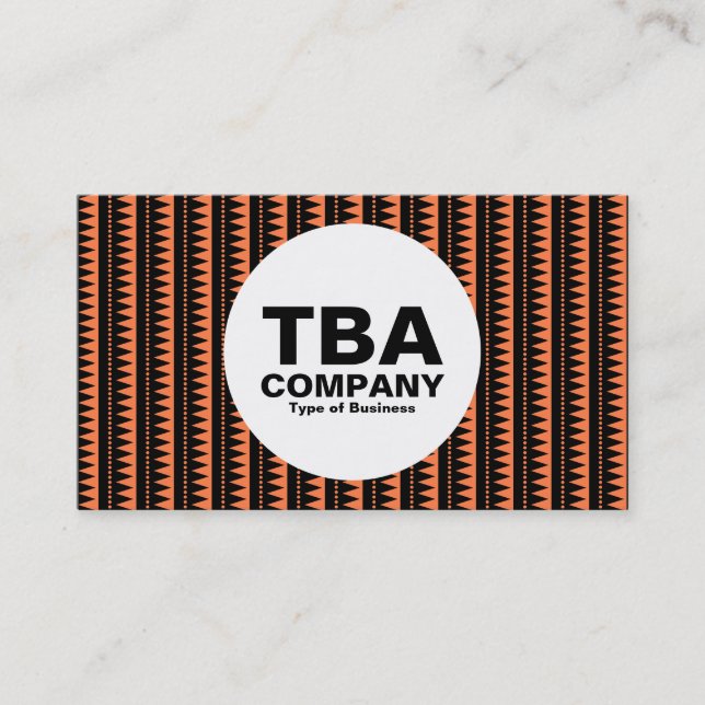 Tarjeta De Visita Círculo - Patrón azteca - negro sobre Naranja: ff7 (Anverso)