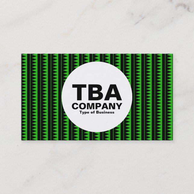 Tarjeta De Visita Círculo - Patrón azteca - Negro sobre verde: 21bd1 (Anverso)
