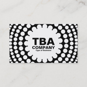 Tarjeta De Visita Círculo - Puntos concéntricos - Blanco sobre negro