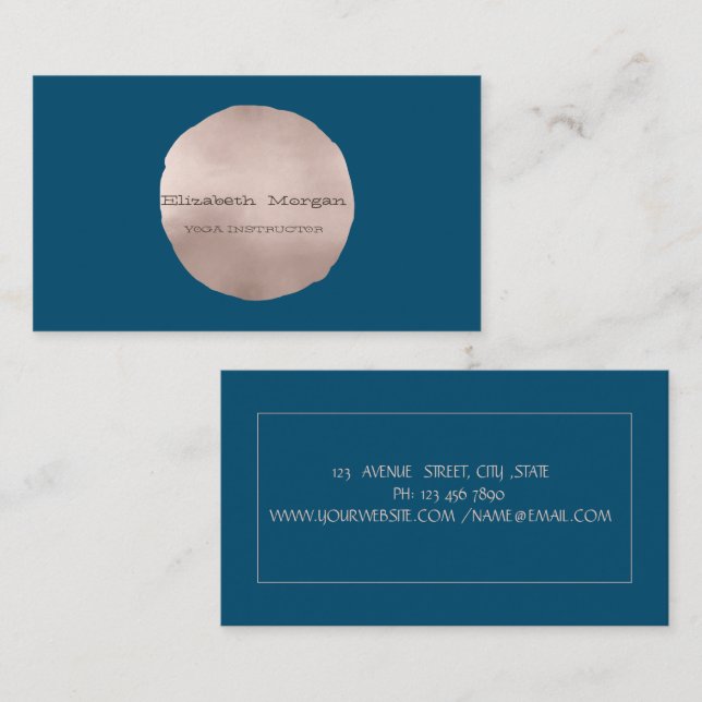 Tarjeta De Visita Círculo Simple y Elegante de Oro Rosa (Anverso / Reverso)
