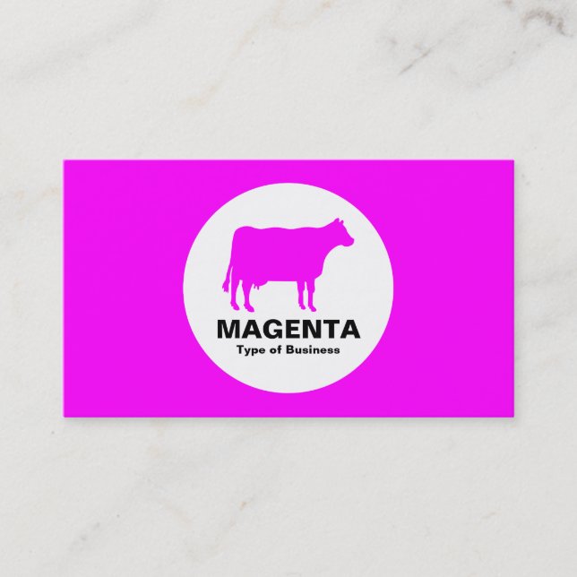 Tarjeta De Visita Círculo - Vaca - Magenta (Anverso)